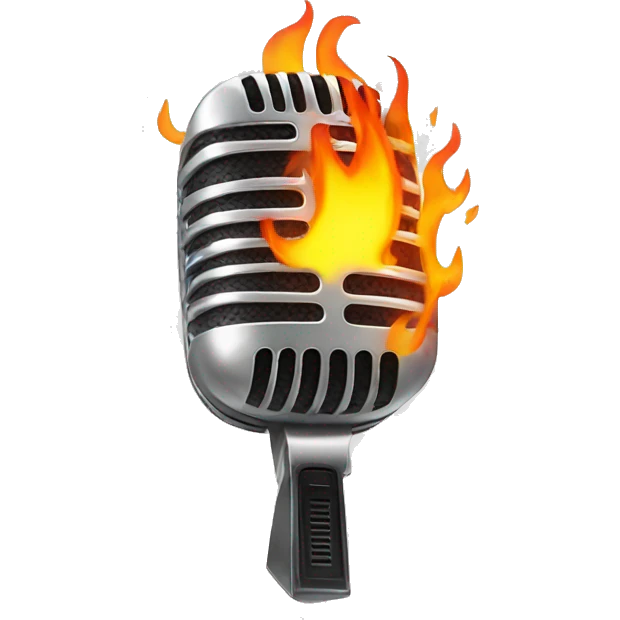 A classic microhphone and fire emoji
