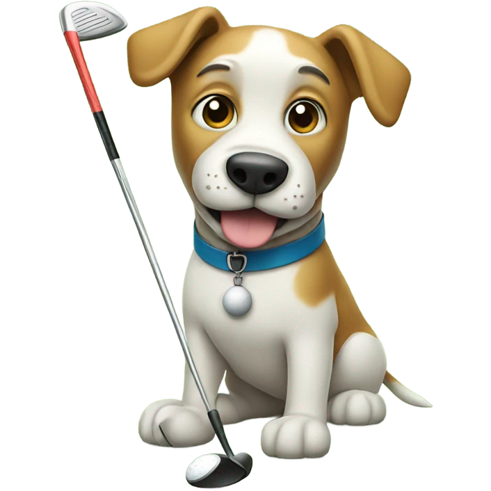 Dog playing golf emoji