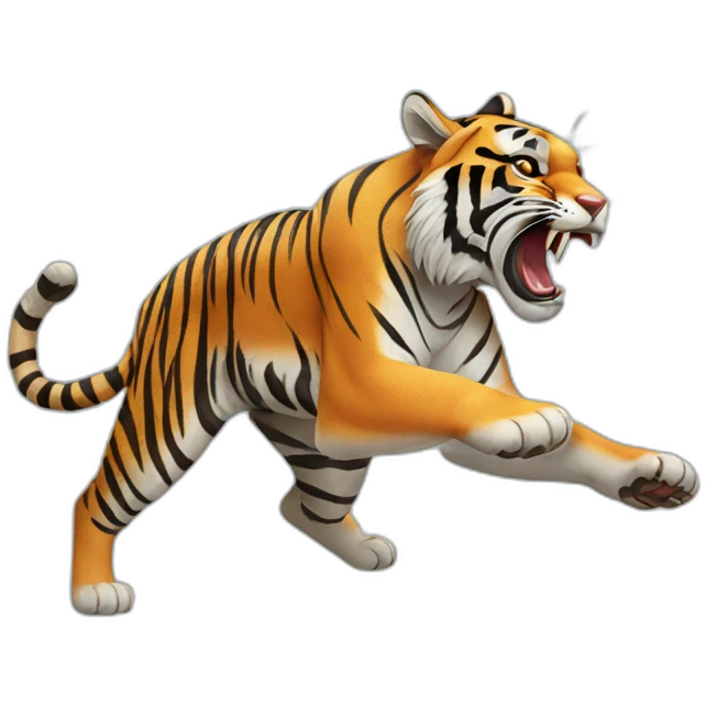 a tiger lunging at its prey emoji