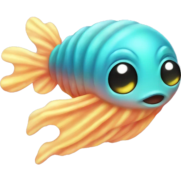 Kawaii neon glitter clam fish emoji    emoji