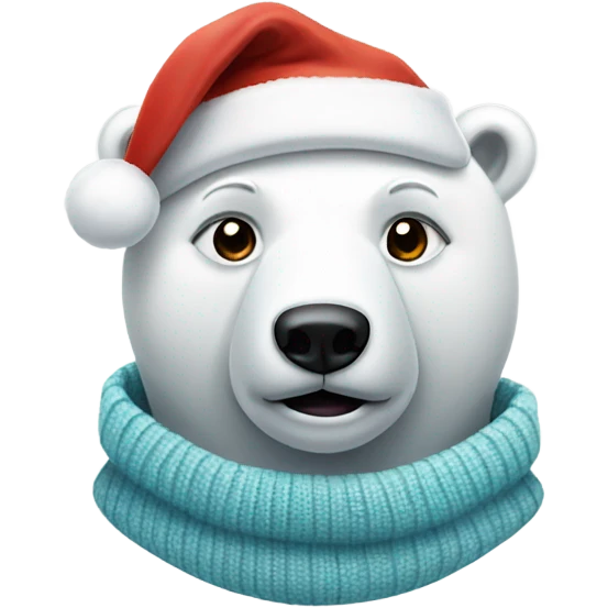 polar bear with sweater and santa hat emoji