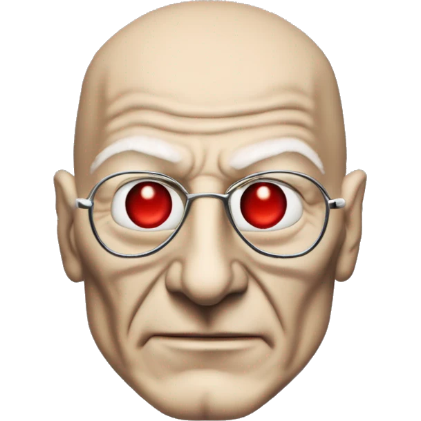 Jean luc picard from Star Trek assimilated by the Borg, with metal covering his eye with a red lens emoji
