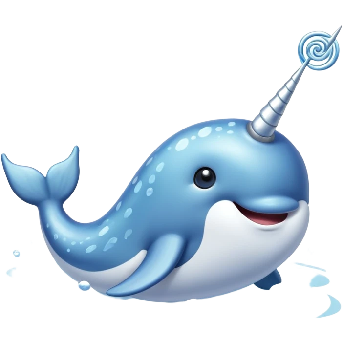A cute narwhal with its spiraling horn swims through the icy waters, spreading joy and magic emoji
