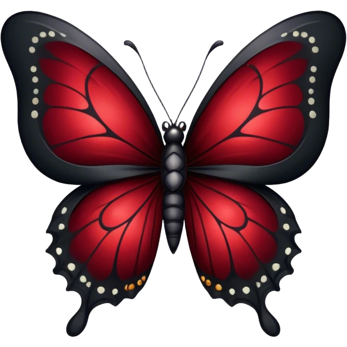 Gothic-style butterfly with dark red silk wings, and a black moon in the background emoji