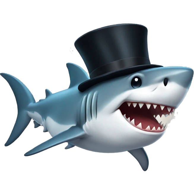 Shark with a top hat emoji