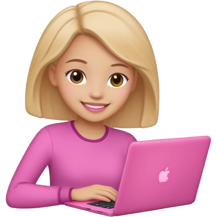 A girl with a pink laptop emoji