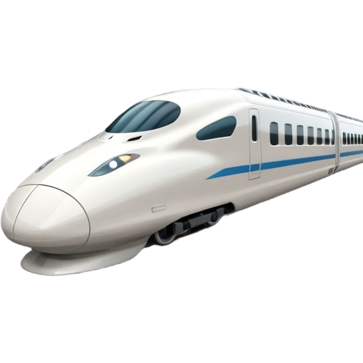 A 3D cartoon sleek white bullet train on tracks, high-speed motion blur, clean lighting, Memoji-style realism. emoji