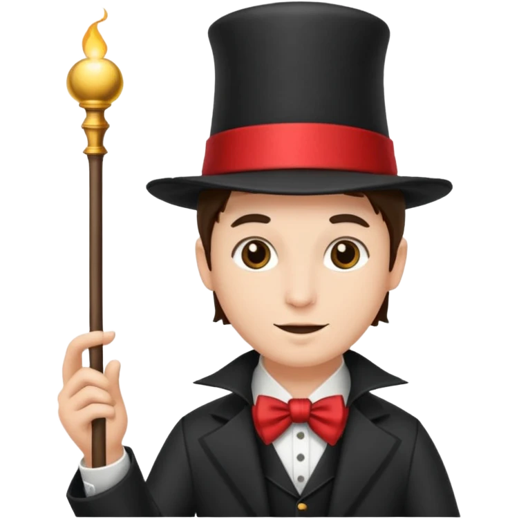Ein magier mit Hut und Zauberstab emoji