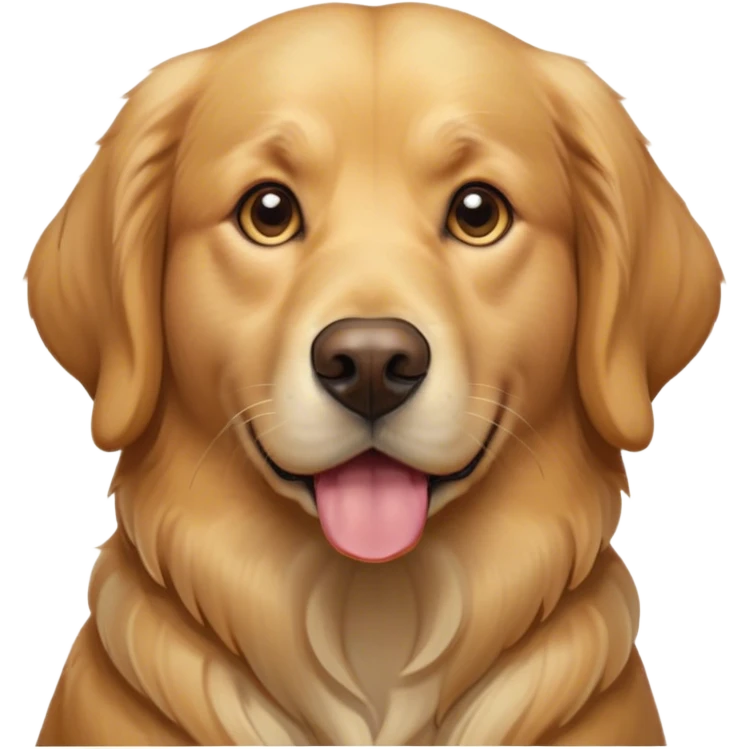 Cinematic Noble Golden Retriever Portrait Emoji, Poised and regal, with a strong, athletic build and a lustrous, well-groomed golden coat, deep-set soulful brown eyes, Simplified yet sharp and sophisticated features, highly detailed, glowing with a soft, dignified glow, high shine, intelligent and friendly, stylized with an air of warmth, focused and attentive, soft glowing outline, capturing the essence of a watchful and confident companion, so majestic it feels as though it could bound out of the screen with effortless authority! emoji