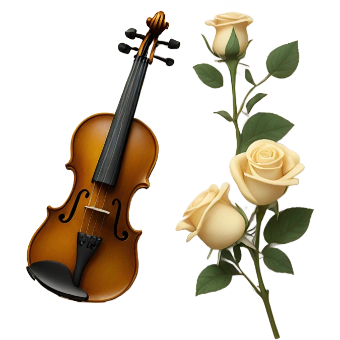 vintage violin and beige roses emoji