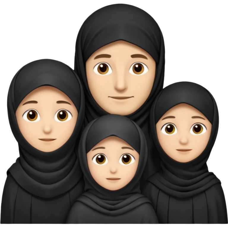 Lebaran. Keluarga terdiri dari Ayah dan ibu, 3 orang anak yang terdiri dari dua anak laki-laki dan seorang anak perempuan yang merupakan anak terkecil. Ibunya menggunakan cadar. emoji