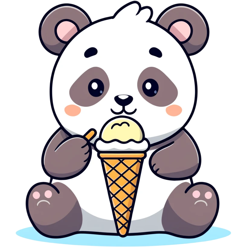 Panda eating ice cream emoji
