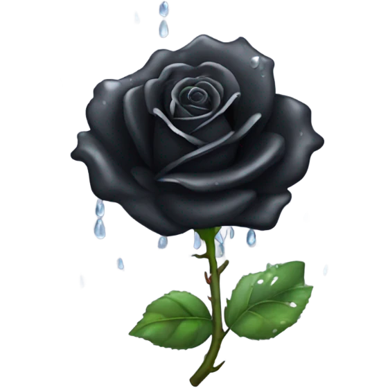 Black rose with crystal raindrops on petals emoji