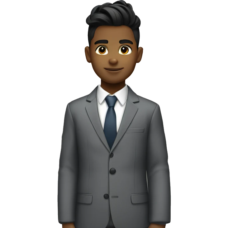 Black haired boy with top knot wearing a suit emoji