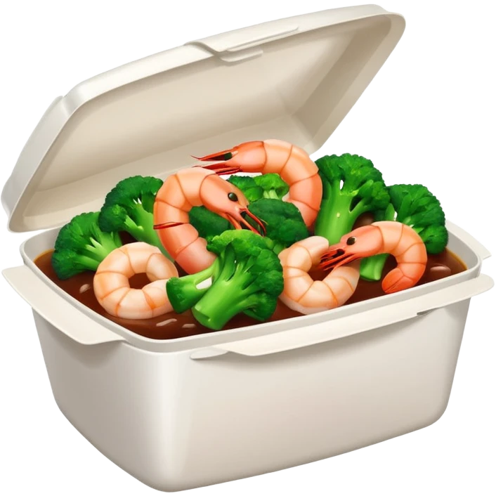 Shrimp and broccoli Chinese takeout emoji