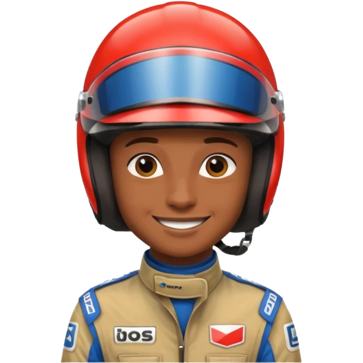 Race Driver, brown skin, smile emoji