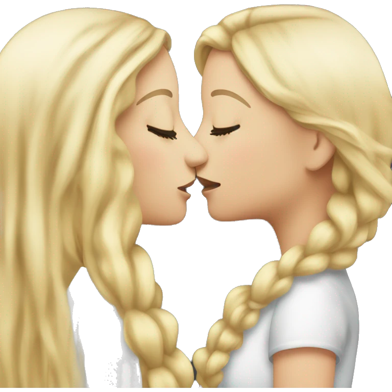 Two white girls kissing black and blonde hair  emoji