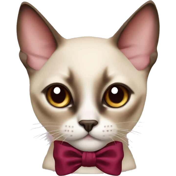 Siamese cat with Burgundy bow emoji