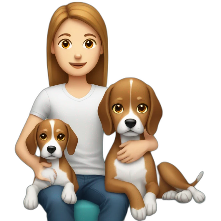 Brown hair White boy and girl with beagle Sit on couch emoji