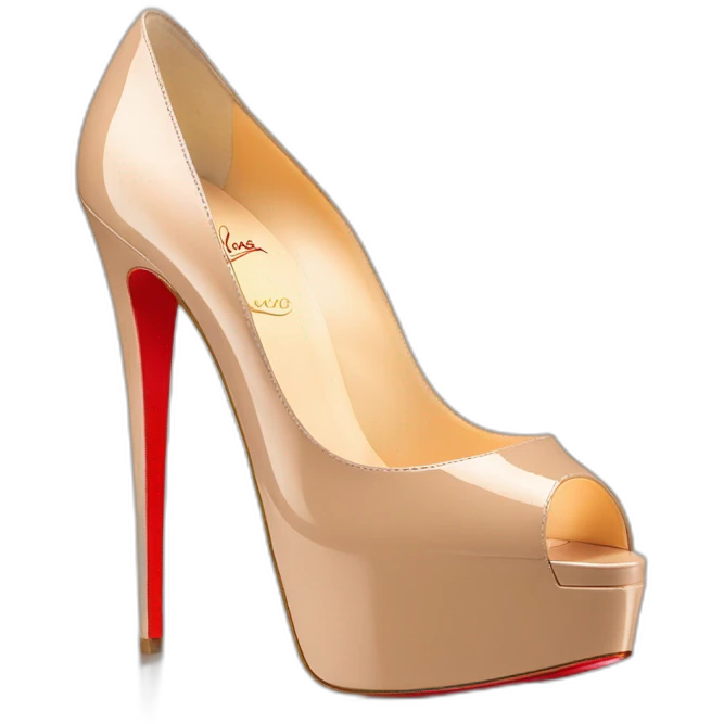 Louboutin nude patent Leather Lady Peep Toe Platform emoji