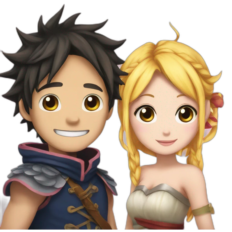 Fairy Tale Natsu and Lucy emoji