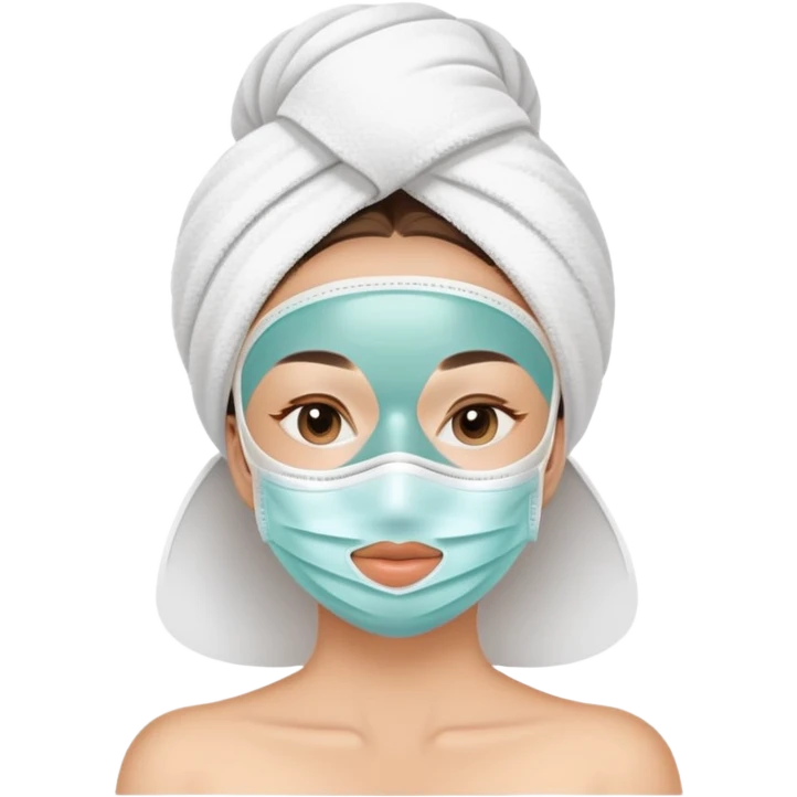 Lady with face mask spa beauty full face relaxing emoji