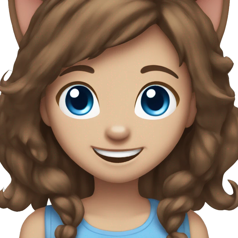 Laughing girl emoji brown hair blue eyes cat ears emoji