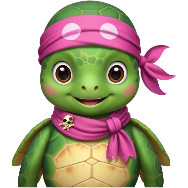cute sea turtle wearing a pink pirate scarf emoji