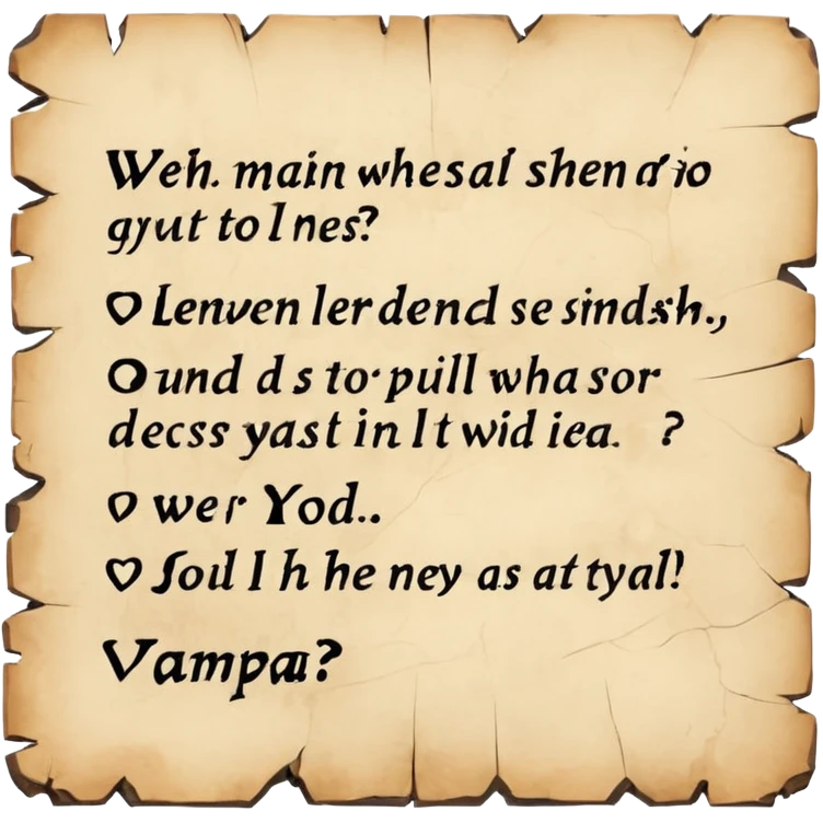 Text VAMPA? When? written on old pergamin emoji