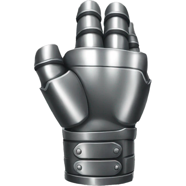 a metal gauntlet in a fist facing forward pointing upward emoji