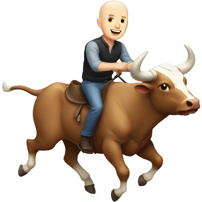 Bald white guy riding a bull emoji