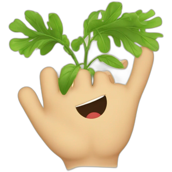 le bras tendu en face de soi, avec la paume de la main dirigée vers le sol et les doigts serrés entre eux emoji
