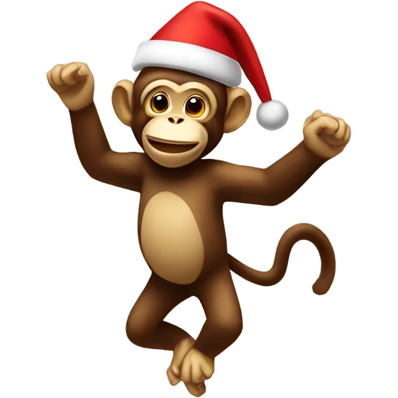 Dancing monkey with santa hat on emoji