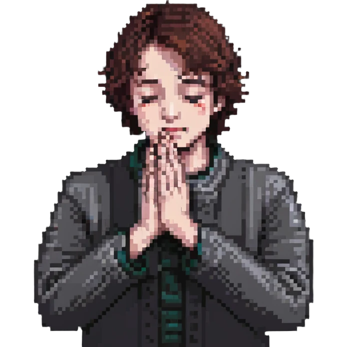 person with hands folded in prayer, looking upward emoji