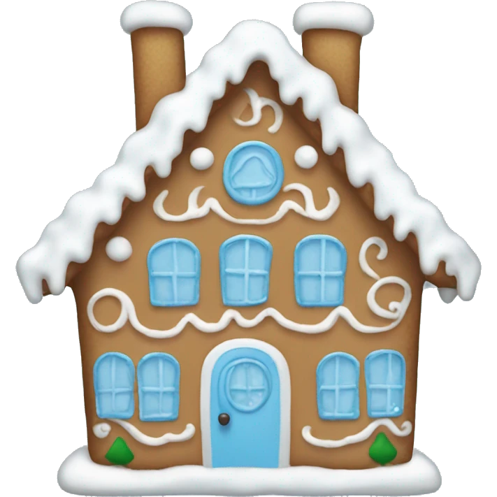 a light blue gingerbread house emoji