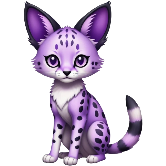 Kawaii Cute Edgy Black Purple White ethereal Serval-Fionbri-Vernid full body emoji