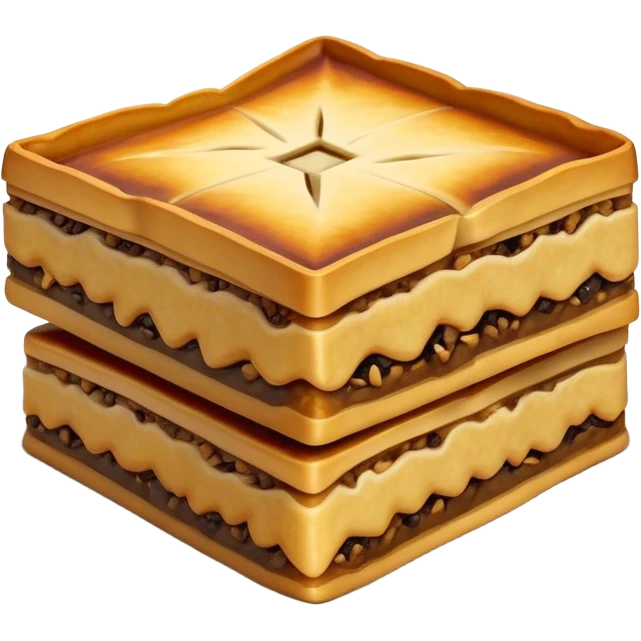 Martabak Cinematic Realistic Martabak Dish Emoji, depicted as a single, square slice of sweet, thick martabak with a rich, indulgent filling, rendered with detailed textures and vibrant, appetizing lighting. emoji