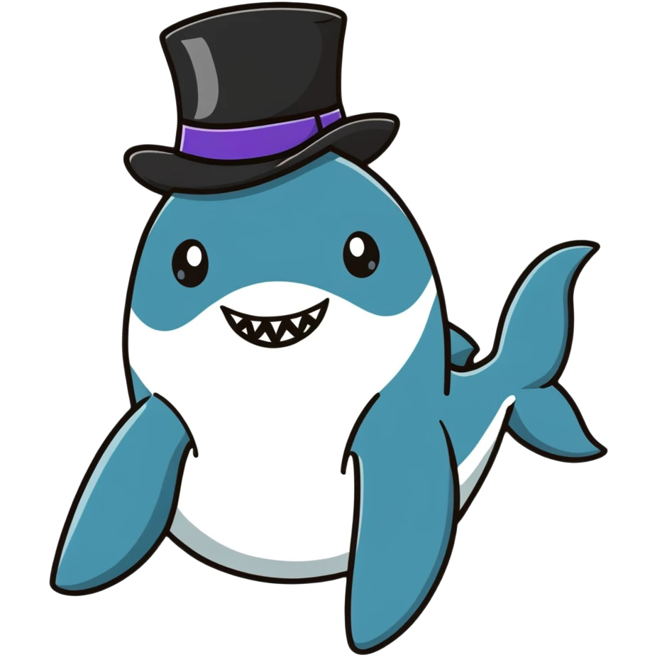 Shark with a top hat emoji