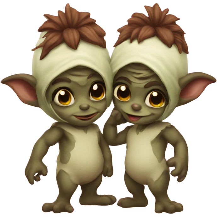 Gremlin couple sharing a sweet kiss emoji