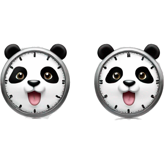 two pandas with clocks  emoji