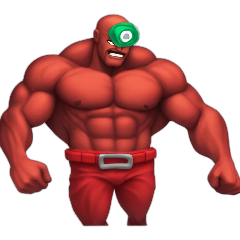 muscular red-skinned lone figure emoji