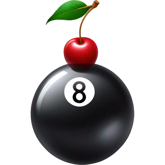 Magic eight ball with a cherry on it emoji