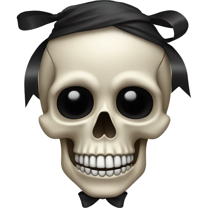 Skull with a black bow in hair  emoji