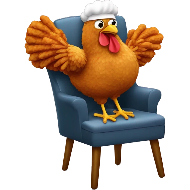 Fried chicken eating fried chicken sitting on a chair made of fried chicken emoji