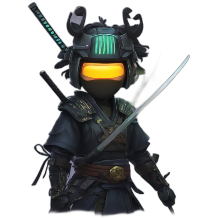 Cyberpunk samurai with glowing katana emoji