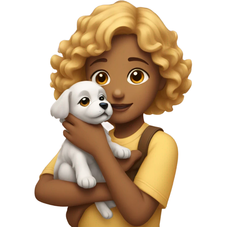 Girl petting puppy emoji