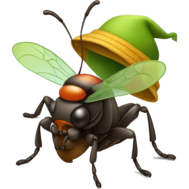 Insect wearing hat emoji