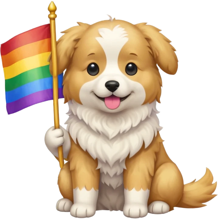 Make me a dog with a pride flag emoji