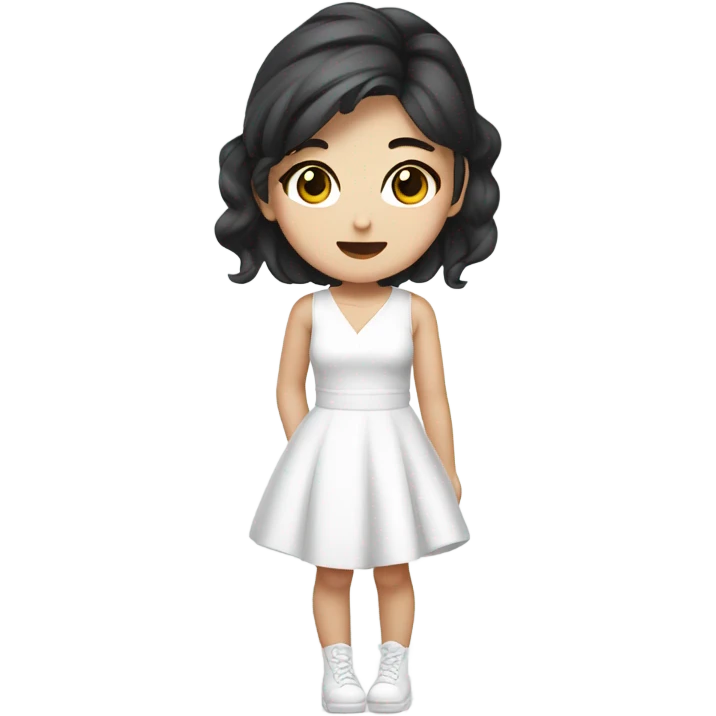 karina asian kpop cute white girl wearing white dress emoji