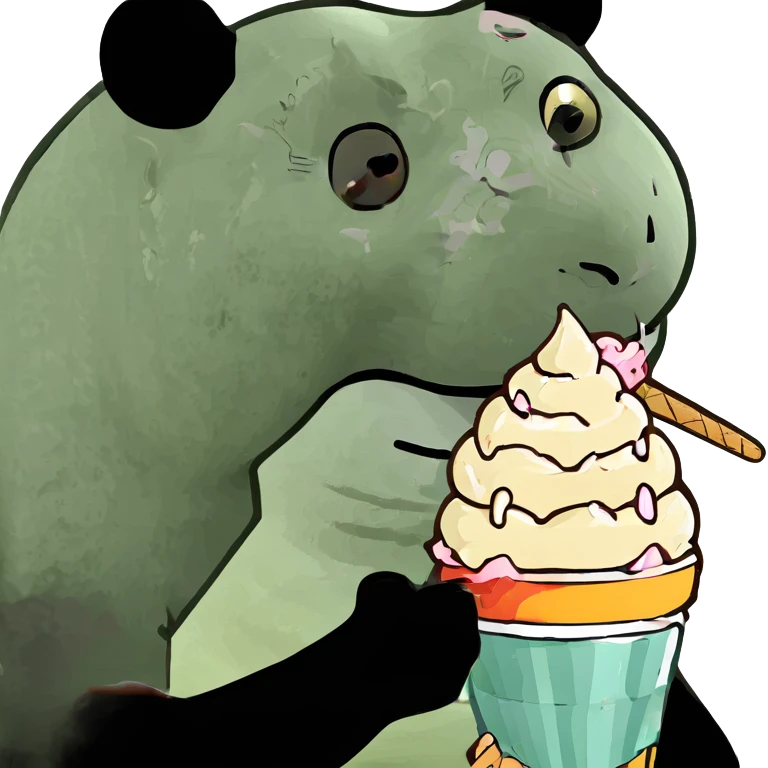 Panda eating ice cream emoji